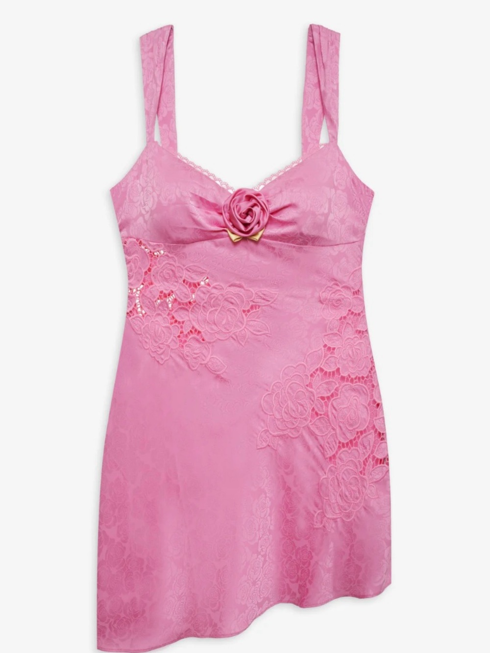 For Love and Lemons Claudia Pink Lace-Trim Slip Dress